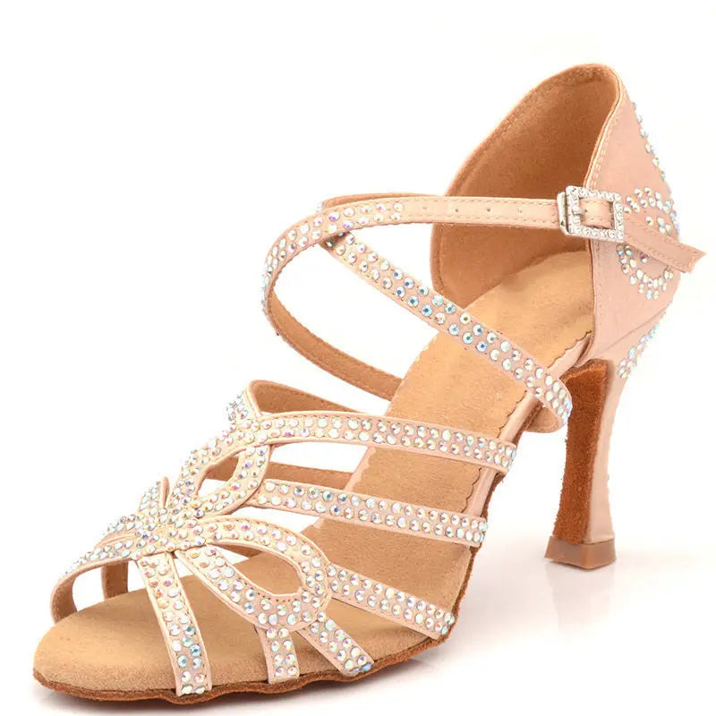 Black Diamond Latin Dance Shoes Female Adult High Heel Sandals Samba Hall Party Social salsa Dance Shoes for women 스니커즈