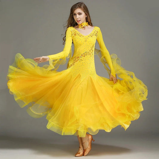 Customized Modern Dance Dress Performance National Standard Dance Dress Balloom Competition Dress for Women