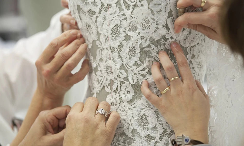 Princess-style wedding dress, long sleeve white gown with voluminous tulle skirt – bridal couture, wedding dress store
