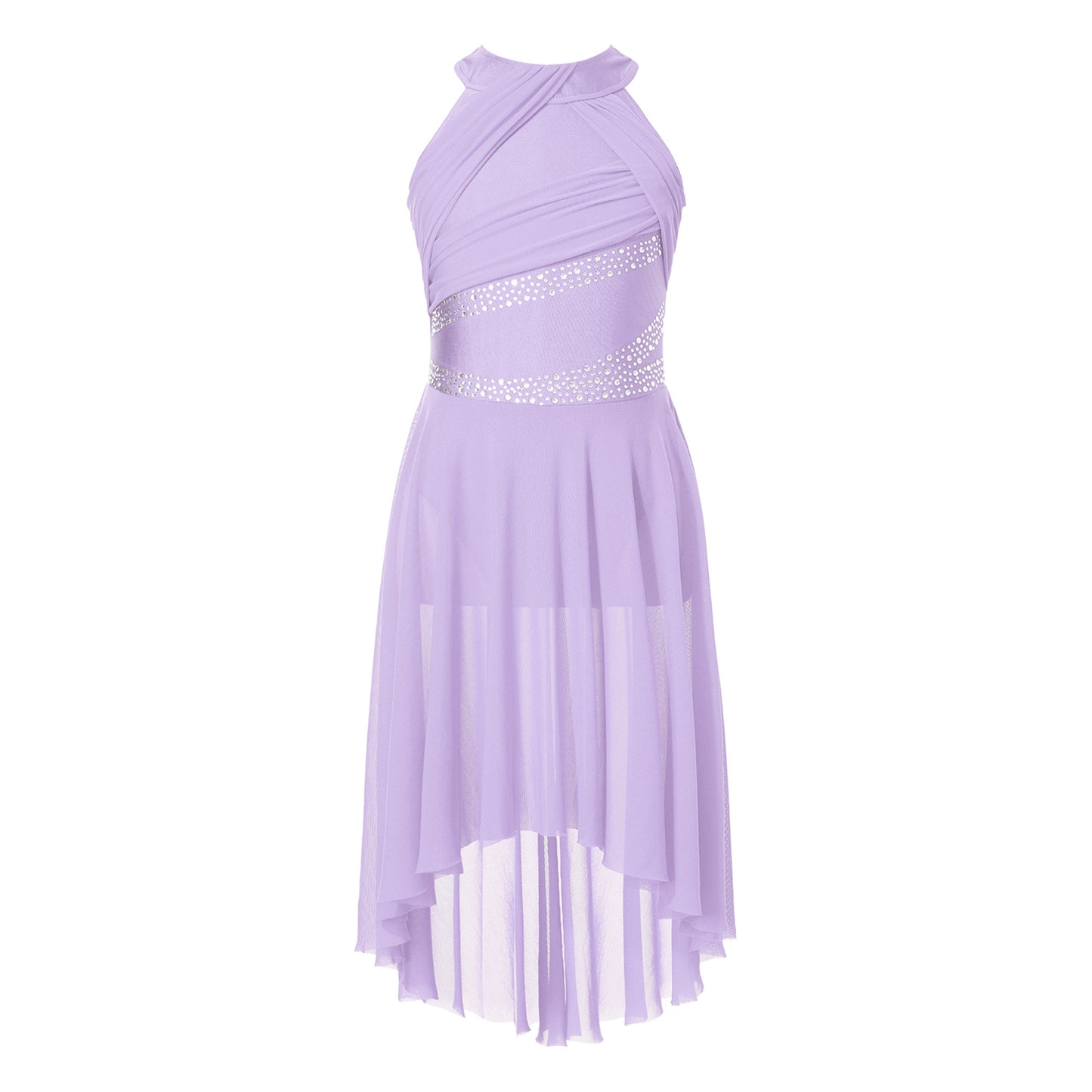 Kids Girls Rhythmic Gymnastics Ballet Lyrical Latin Dance Costume Rhinestone Ruched Leotard Waltz Tango Ballet Jersey Dresses