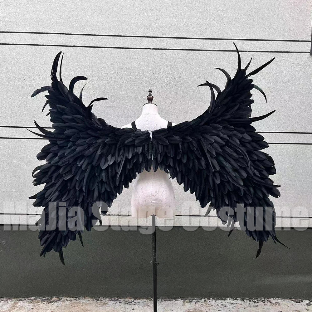Ethereal white feather angel wings gown for bridal or cosplay – dramatic wedding dress, couture long train, angels-inspired bridal couture