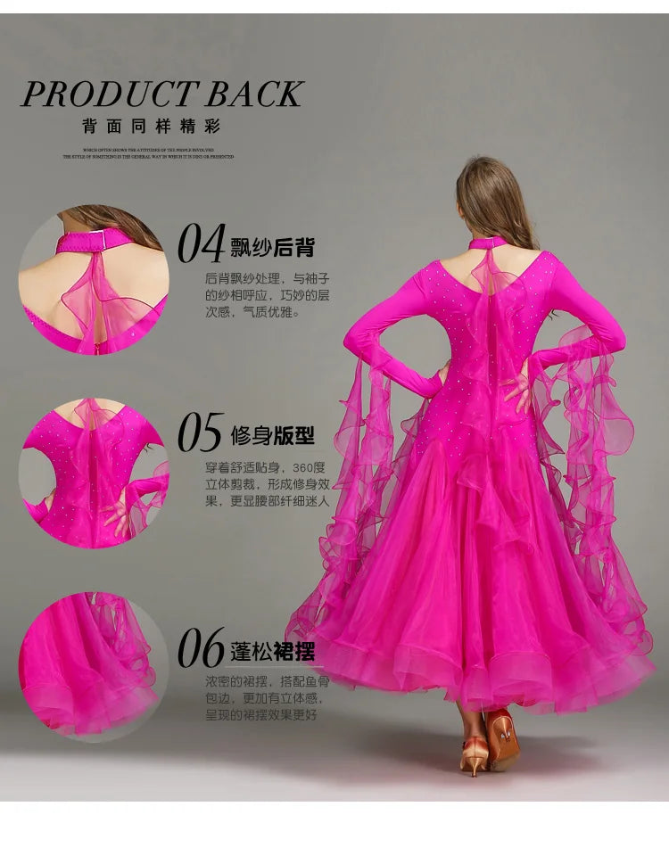Customized Modern Dance Dress Performance National Standard Dance Dress Balloom Competition Dress for Women