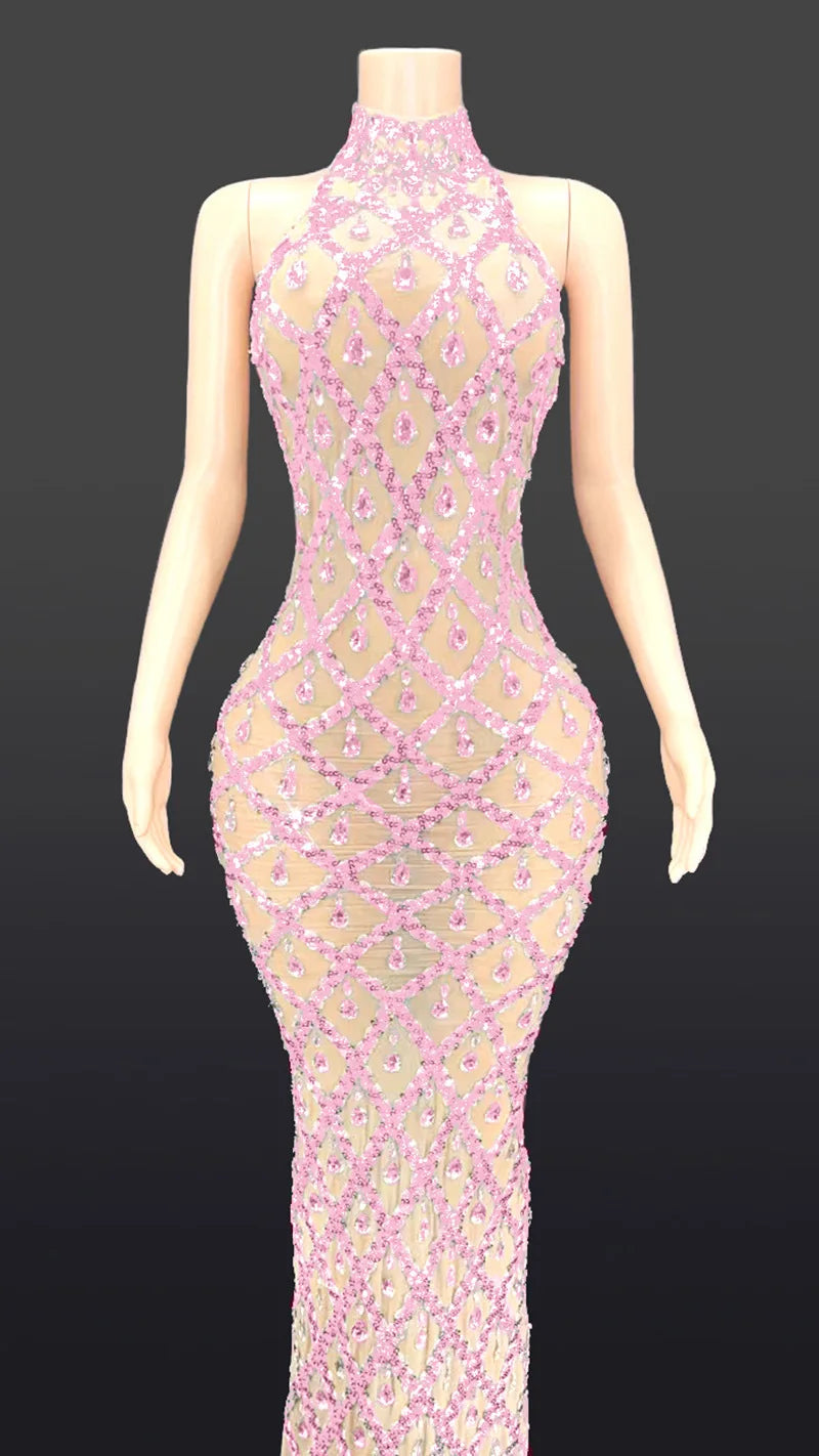 Customized Red Background Red Diamond Dress Nightclub Bar Female Singer DJDSgogo Performance Costume Stage Dress for Women