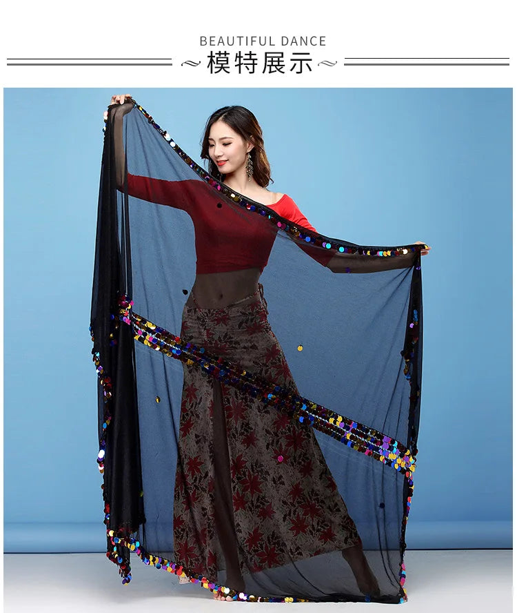 Vibrant Red Drape Shawl with Multicolor Pom-Pom Trim – Flowing Dance Cape, Festival Shawl, Decorative Red Drapery for Stage & Fashion