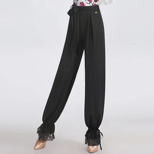 2025New Latin Dance Pants Women Performance National Standard Waltz Trousers Ladies Black Modern Ballroom  Dancewear Costumes
