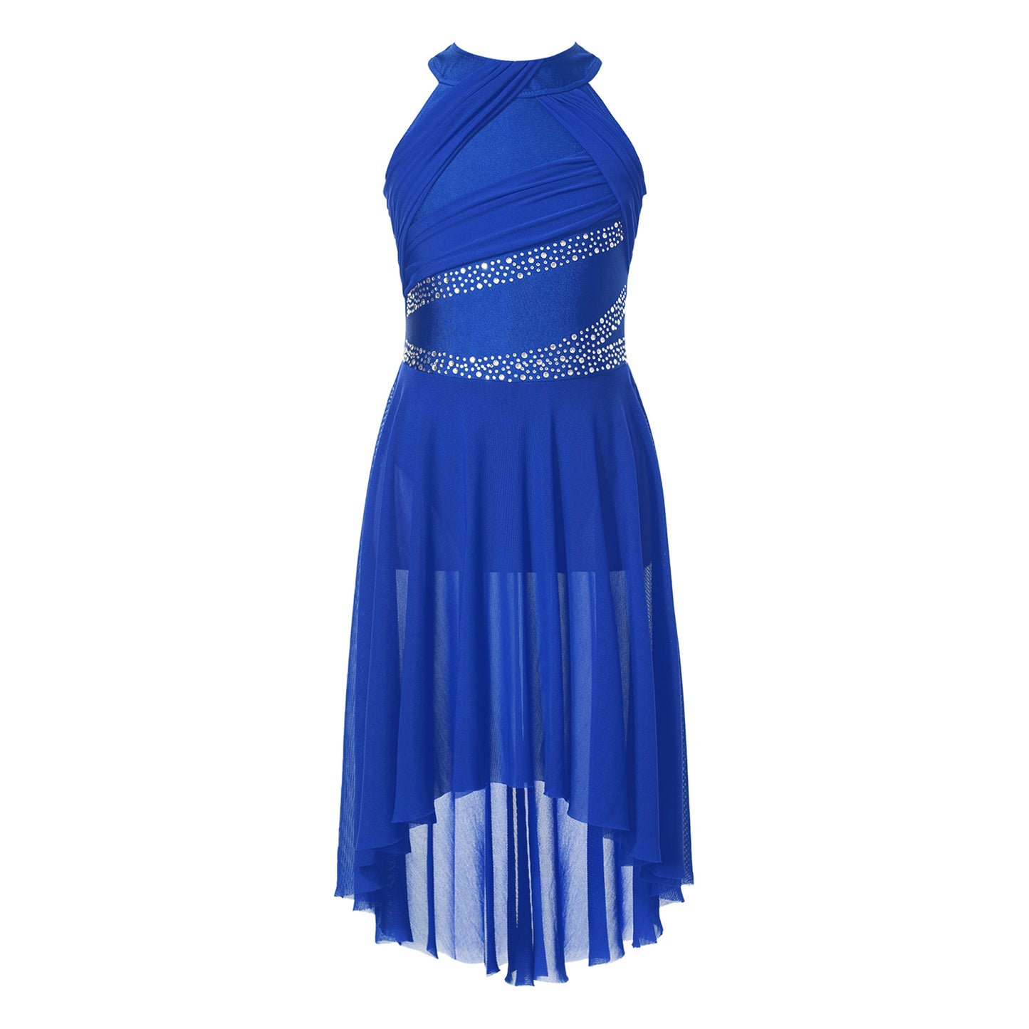 Kids Girls Rhythmic Gymnastics Ballet Lyrical Latin Dance Costume Rhinestone Ruched Leotard Waltz Tango Ballet Jersey Dresses