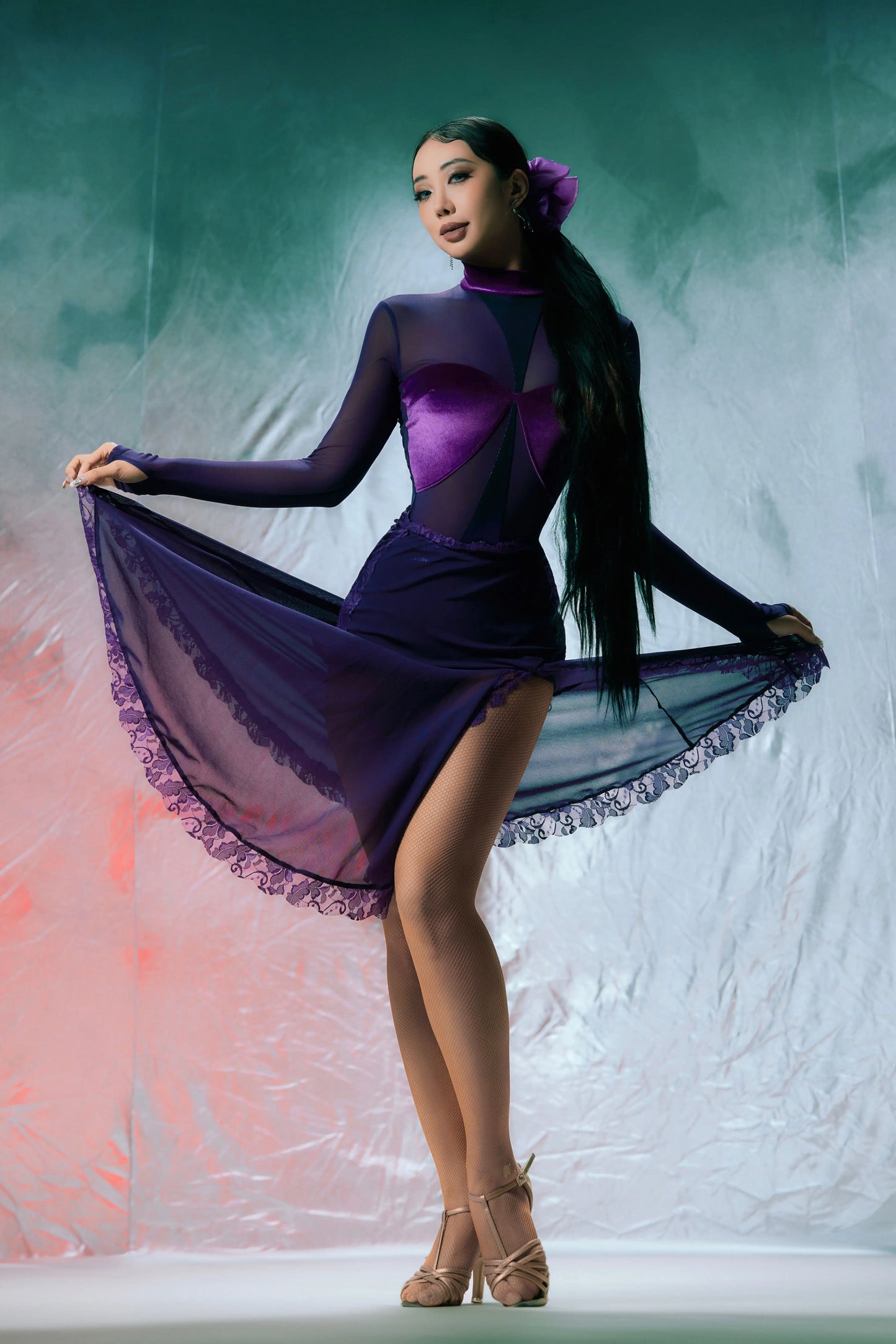 Customized Split Set Pole Ballroom Dress Standard Vestito Latino Americano Donna Dance Clothes Women Clothing Latin Dance Dress