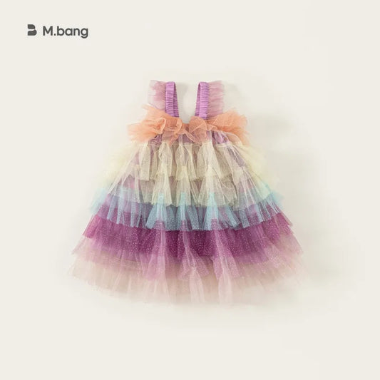 Girls' Princess Dress 2025 Summer New Vest Baby Girl Cake Dress, Children's Beautiful Colorful Clothing