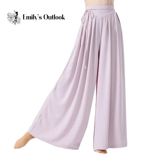 Women Dance Skirt Pant Stage Clothes Classical Modern National Dancer Practice Culottes Wide Leg Flowy Hanfu Folk Body Show